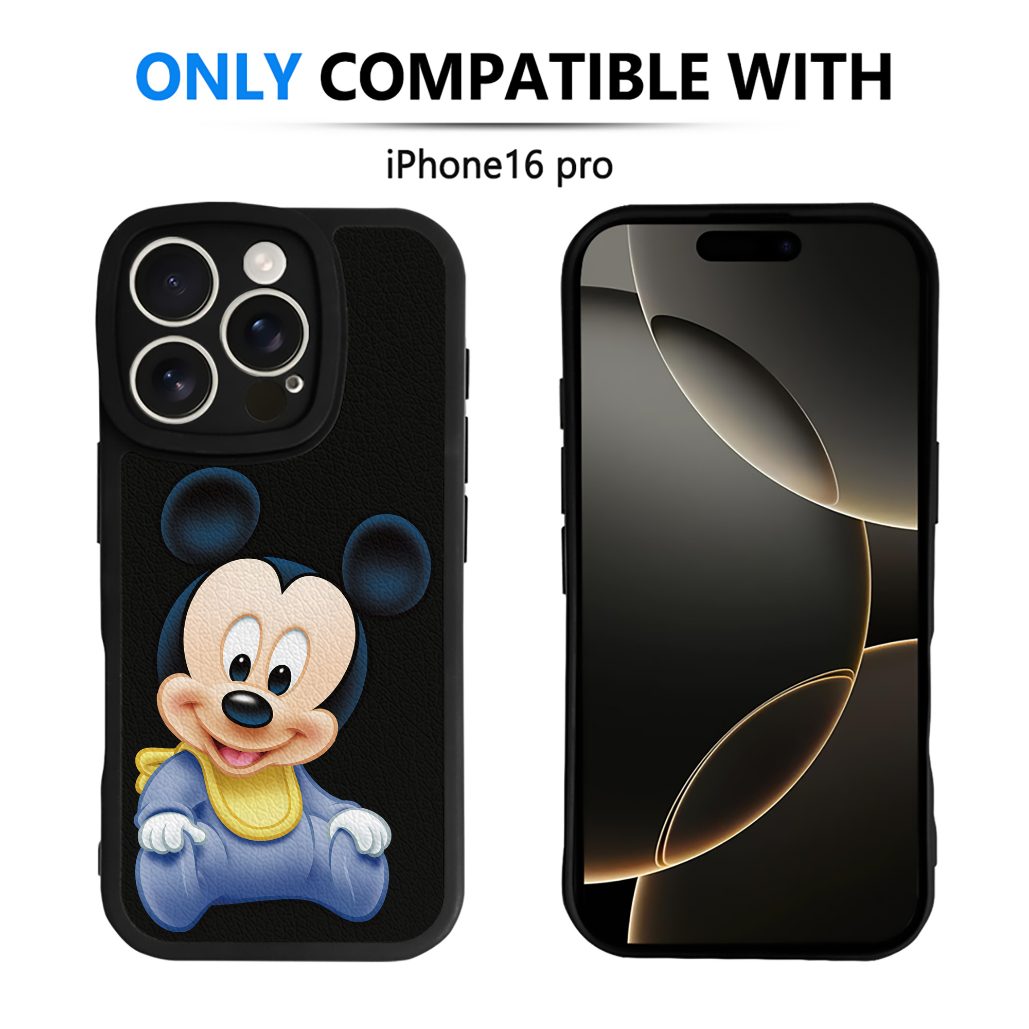 （画像用） ミッキーマウス Mickey Mouse 【iPhone 16シリーズ対応】シリコンスマホケース（レザー調） 材質：シリコン